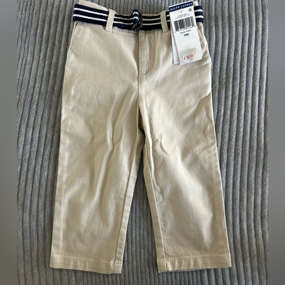 Ralph Lauren classic pant with belt in basic sand
